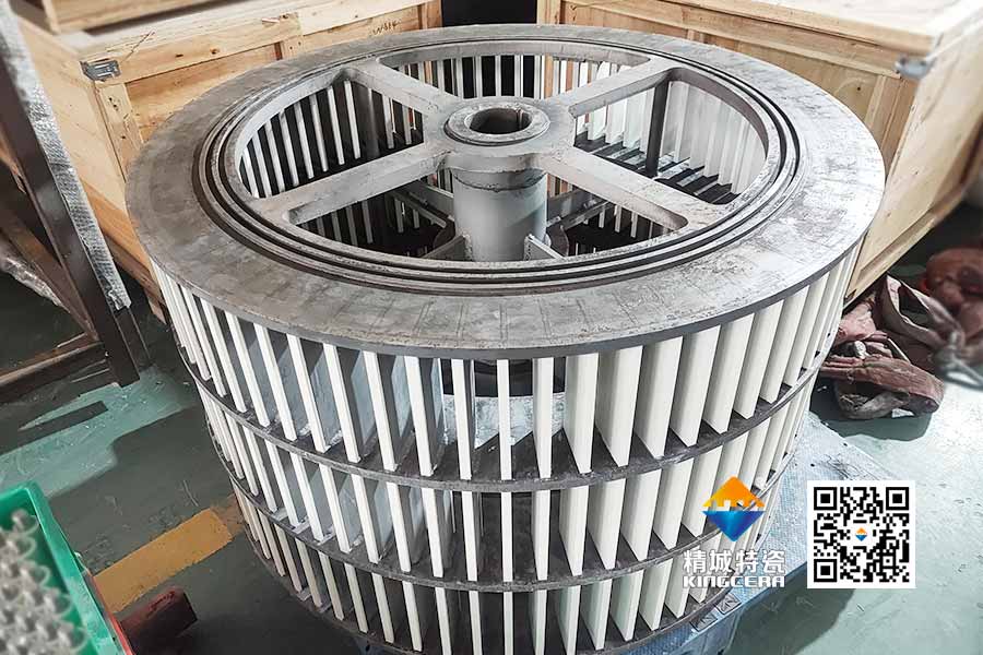 高炉矿渣分级用卡槽式锆铝复合陶瓷内衬分级轮